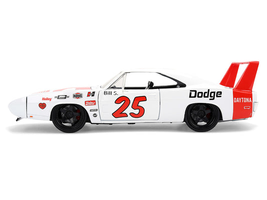 1969 Dodge Charger Daytona #25 White with Red Stripes "Bigtime Muscle" Series 1/24 Diecast Model Car by Jada by Jada