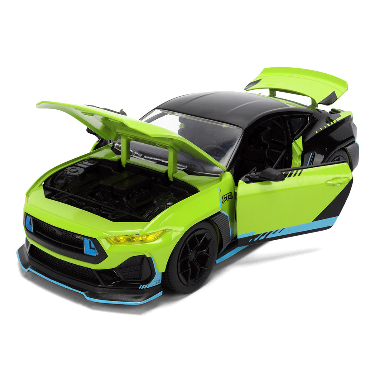 2026 Ford Mustang RTR Spec 5-D Lime Green with Black Top and Graphics "Hyper-Spec" Series 1/24 Diecast Model Car by Jada by Jada
