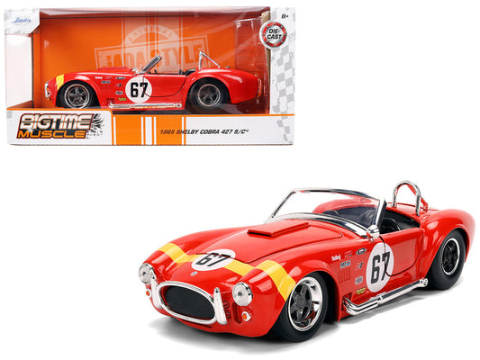 1965 Shelby Cobra 427 S/C #67 Red with Yellow Stripe "Bigtime Muscle" Series 1/24 Diecast Model Car by Jada by Jada