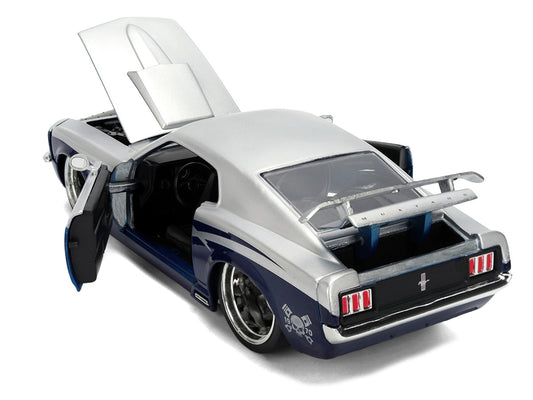 1970 Ford Mustang Boss 429 "Iron Stallion Speed Shop" Silver and Dark Blue Metallic "Bigtime Muscle" Series 1/24 Diecast Model Car by Jada by Jada