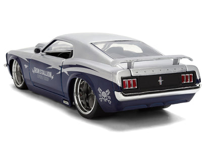 1970 Ford Mustang Boss 429 "Iron Stallion Speed Shop" Silver and Dark Blue Metallic "Bigtime Muscle" Series 1/24 Diecast Model Car by Jada