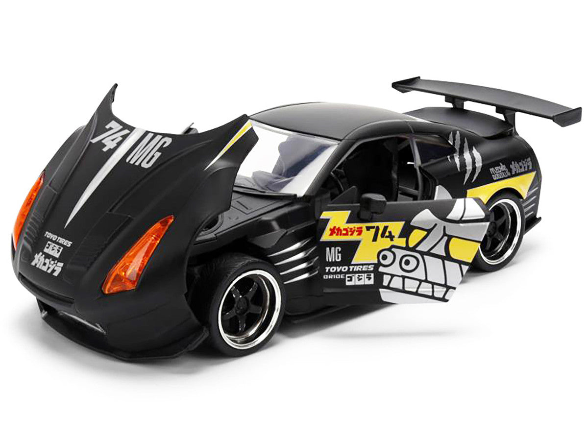 2009 Nissan GT-R (R35) Ben Sopra Matt Black with "Mechagodzilla" Graphics "Hollywood Rides" Series 1/24 Diecast Model Car by Jada by Jada