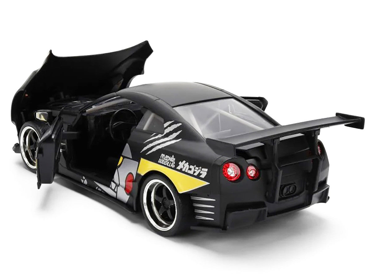 2009 Nissan GT-R (R35) Ben Sopra Matt Black with "Mechagodzilla" Graphics "Hollywood Rides" Series 1/24 Diecast Model Car by Jada by Jada