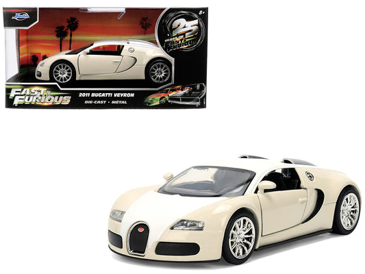 2011 Bugatti Veyron White and Tan "Furious 7" (2015) Movie "25 Years of Fast & Furious" Series 1/32 Diecast Model Car by Jada by Jada