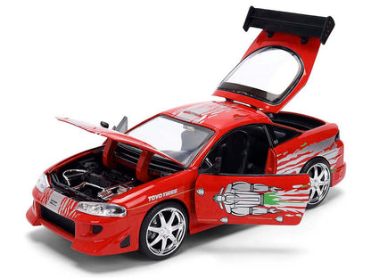 Brian's Mitsubishi Eclipse Red with Graphics Remix "The Fast and The Furious" (2001) Movie "Fast & Furious" Series 1/24 Diecast Model Car by Jada by Jada