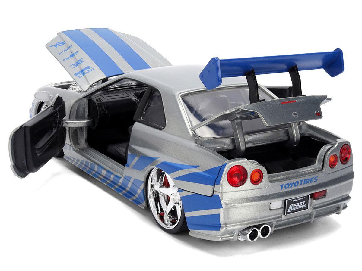 Brian's Nissan Skyline GT-R (R34) RHD (Right Hand Drive) Brush Finish "2 Fast 2 Furious" (2003) Movie 25 Years of Fast & Furious Anniversary 1/24 by Jada by Jada