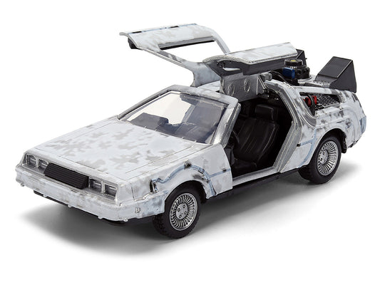 DMC DeLorean Time Machine Brushed Metal (Frost Version) "Back to the Future" (1985) Movie "40th Anniversary" Special Packaging "Hollywood Rides" Series 1/32 Diecast Model Car by Jada by Jada