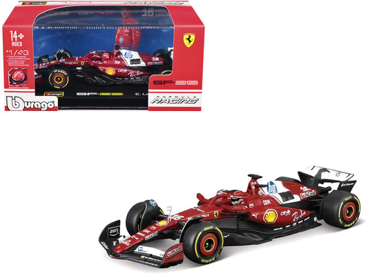 Ferrari SF-25 #16 Charles Leclerc Formula One F1 "World Championship" (2025) with Display Case 1/43 Diecast Model Car by Bburago by Bburago