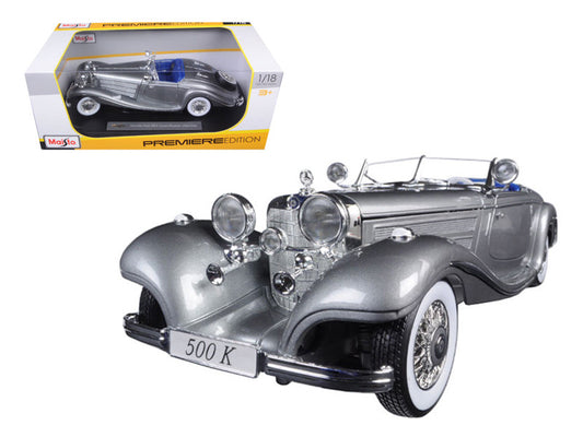1936 Mercedes 500K Special Roadster Grey 1/18 Diecast Model Car by Maisto by Maisto