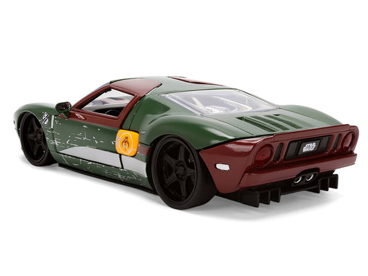 2005 Ford GT Green (Weathered) with Graphics and Boba Fett Figure "Star Wars" Franchise "Hollywood Rides" Series 1/24 Diecast Model Car by Jada by Jada
