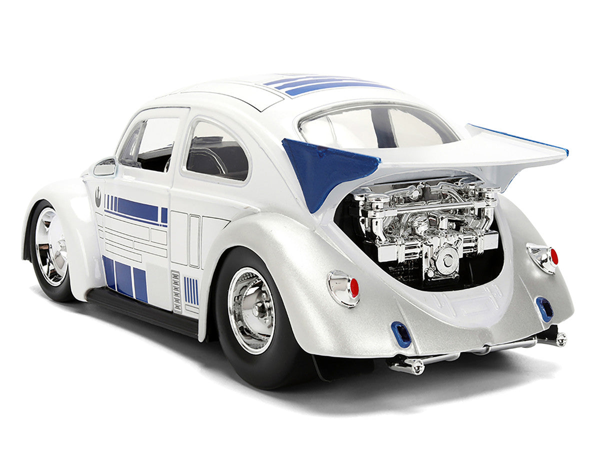 1959 Volkswagen Drag Beetle White with Graphics and R2-D2 Figure "Star Wars" Franchise "Hollywood Rides" Series 1/24 Diecast Model Car by Jada by Jada