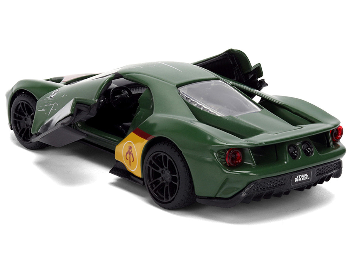 2017 Ford GT "Boba Fett" Livery Dark Green with Graphics "Star Wars" Franchise "Hollywood Rides" Series 1/32 Diecast Model Car by Jada by Jada