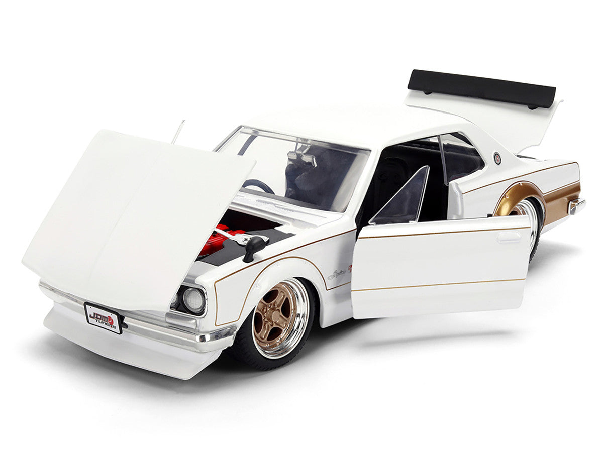1971 Nissan Skyline 2000GT-R RHD (Right Hand Drive) White with Gold Graphics "JDM Tuners" Series 1/24 Diecast Model Car by Jada by Jada