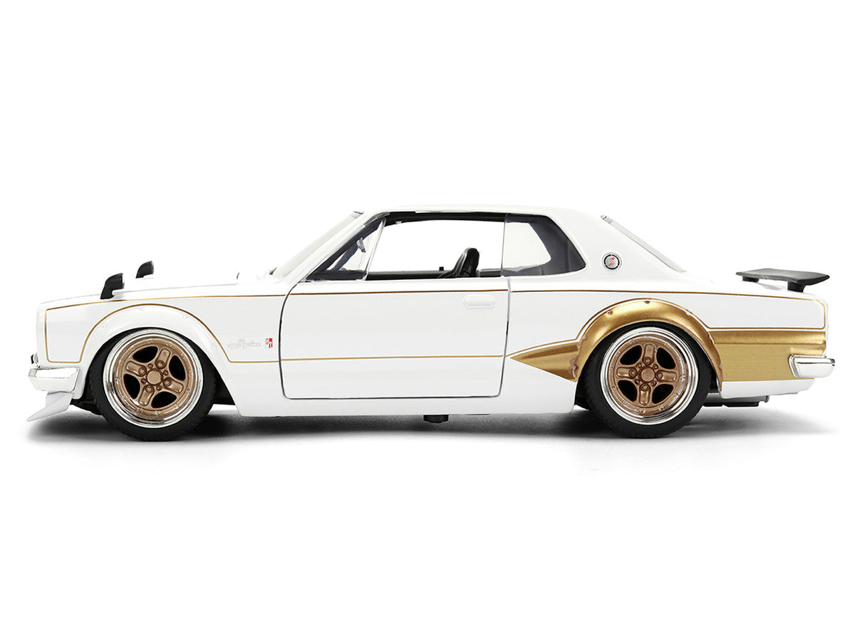 1971 Nissan Skyline 2000GT-R RHD (Right Hand Drive) White with Gold Graphics "JDM Tuners" Series 1/24 Diecast Model Car by Jada by Jada