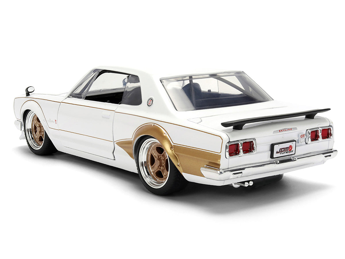 1971 Nissan Skyline 2000GT-R RHD (Right Hand Drive) White with Gold Graphics "JDM Tuners" Series 1/24 Diecast Model Car by Jada by Jada