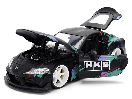 2020 Toyota GR Supra "HKS" Matt Black with Graphics "JDM Tuners" Series 1/24 Diecast Model Car by Jada by Jada