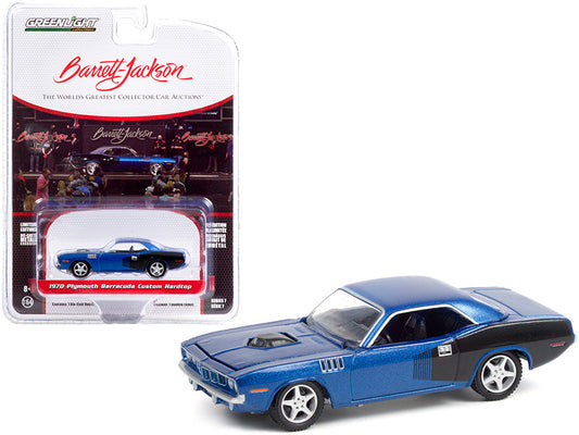 1970 Plymouth Barracuda Custom Hardtop Blue Metallic and Black with Modern HEMI Lettering (Lot #720) Barrett Jackson "Scottsdale Edition" Series 7 1/64 Diecast Model Car by Greenlight by Greenlight