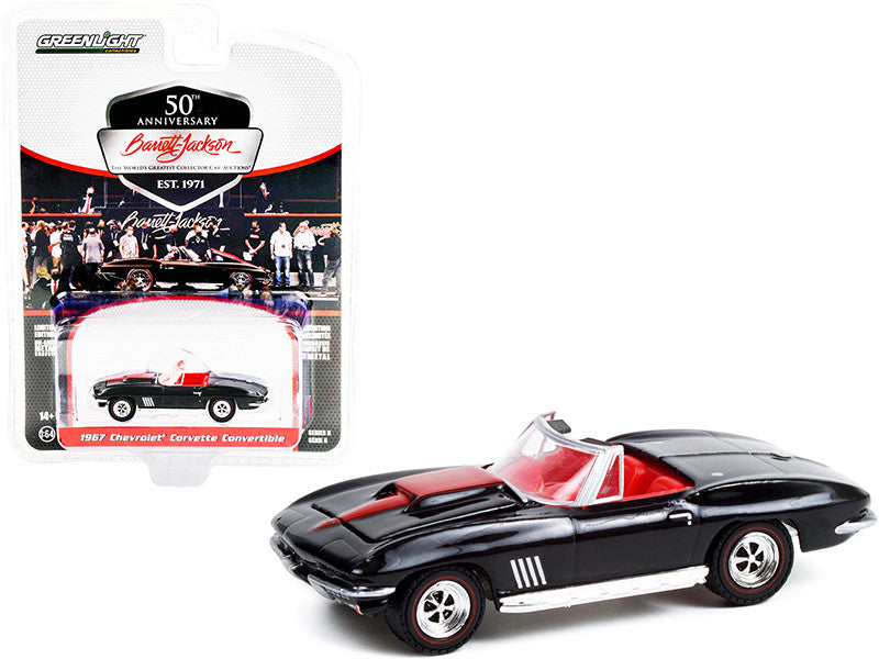 1967 Chevrolet Corvette Convertible Black with Red Stripe and Red Interior (Lot #1367) Barrett Jackson "Scottsdale Edition" Series 8 1/64 Diecast Model Car by Greenlight by Greenlight