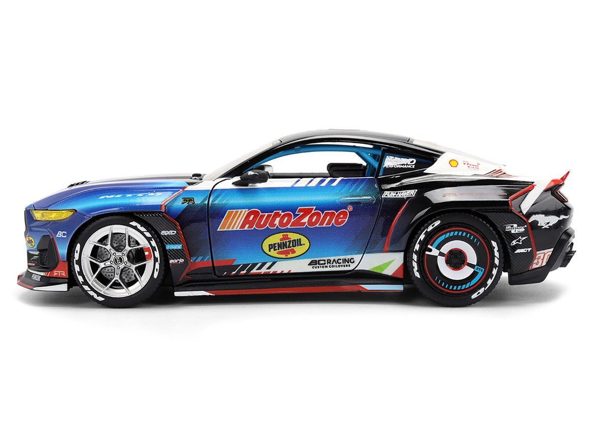 Ford Mustang RTR #130 James Deane "AutoZone" "Formula Drift PRO Championship" (2025) with Lights "RTR Vehicles" Series 1/24 Diecast Model Car by Jada by Jada