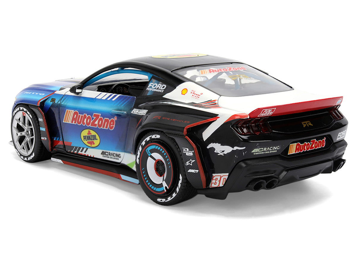 Ford Mustang RTR #130 James Deane "AutoZone" "Formula Drift PRO Championship" (2025) with Lights "RTR Vehicles" Series 1/24 Diecast Model Car by Jada by Jada