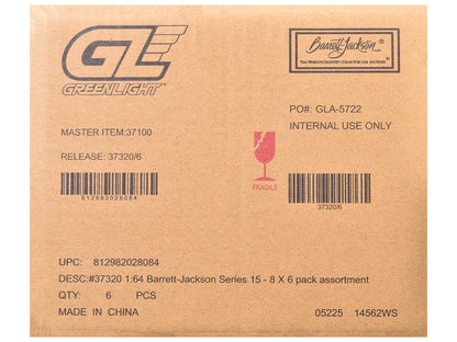 "Barrett-Jackson" Series 15 Set of 6 Cars 1/64 Diecast Model Cars by Greenlight by Greenlight