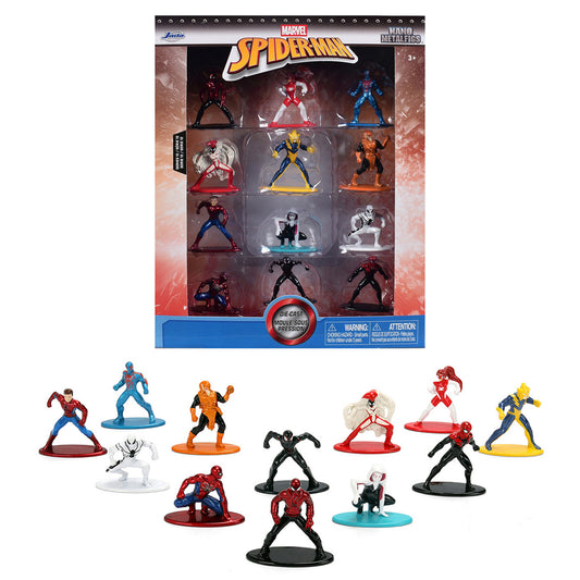 Set of 12 Diecast Figures "Spider-Man" Franchise "Nano Metalfigs" Series Diecast Models by Jada by Jada