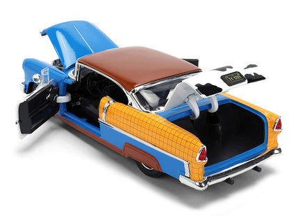 1955 Chevrolet Bel Air Blue with Graphics and Woody Diecast Figure "Toy Story" Franchise "Hollywood Rides" Series 1/24 Diecast Model Car by Jada by Jada