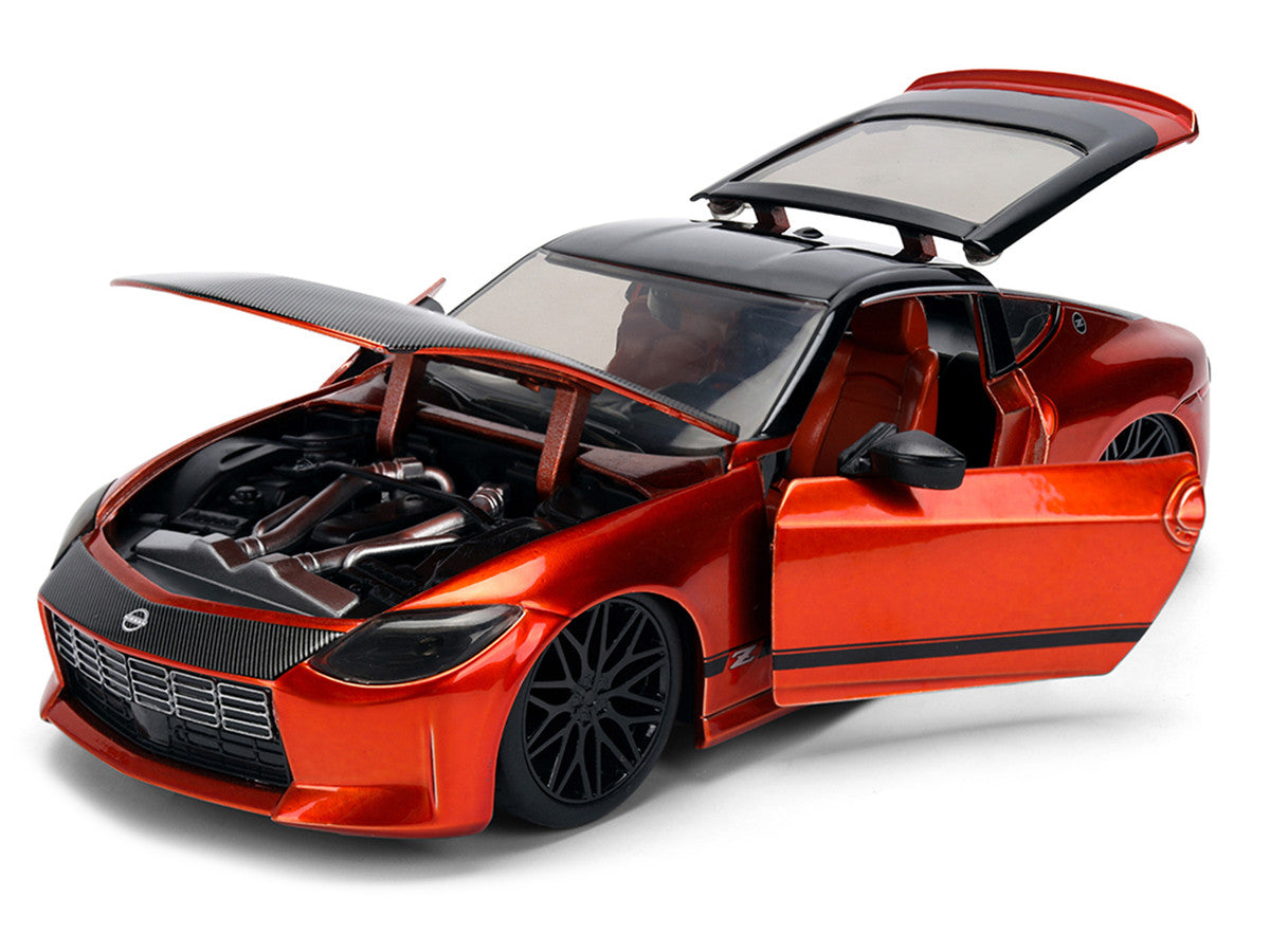 2023 Nissan Z Orange Metallic with Carbon Hood and Black Top "JDM Tuners" Series 1/24 Diecast Model Car by Jada by Jada