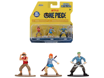 Set of 3 Diecast Figures "One Piece" (2023-Current) TV Series "Nano Metalfigs" Series Diecast Models by Jada by Jada