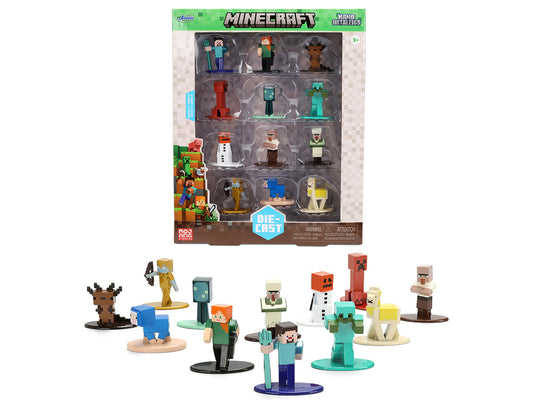 Set of 12 Diecast Figures "Minecraft" Video Game "Nano Metalfigs" Series Diecast Models by Jada by Jada