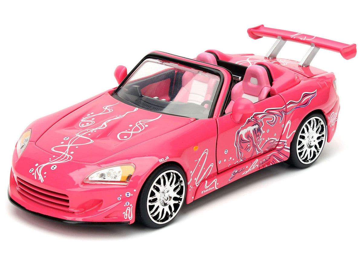 Brian's Nissan Skyline GT-R (R34) Silver Metallic with Blue Stripes and Suki's Honda S2000 Pink with Graphics Set of 2 Cars "Fast & Furious 25th Anniversary" "Fast & Furious" Series 1/24 Diecast Model Cars by Jada by Jada