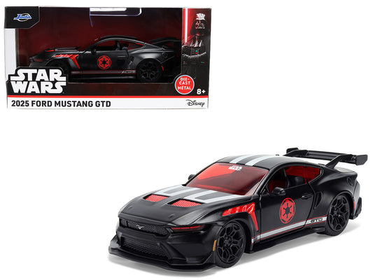 2025 Ford Mustang GTD "Darth Vader" Matt Black with Silver Stripes and Graphics "Star Wars" "Hollywood Rides" Series 1/32 Diecast Car Model by Jada by Jada