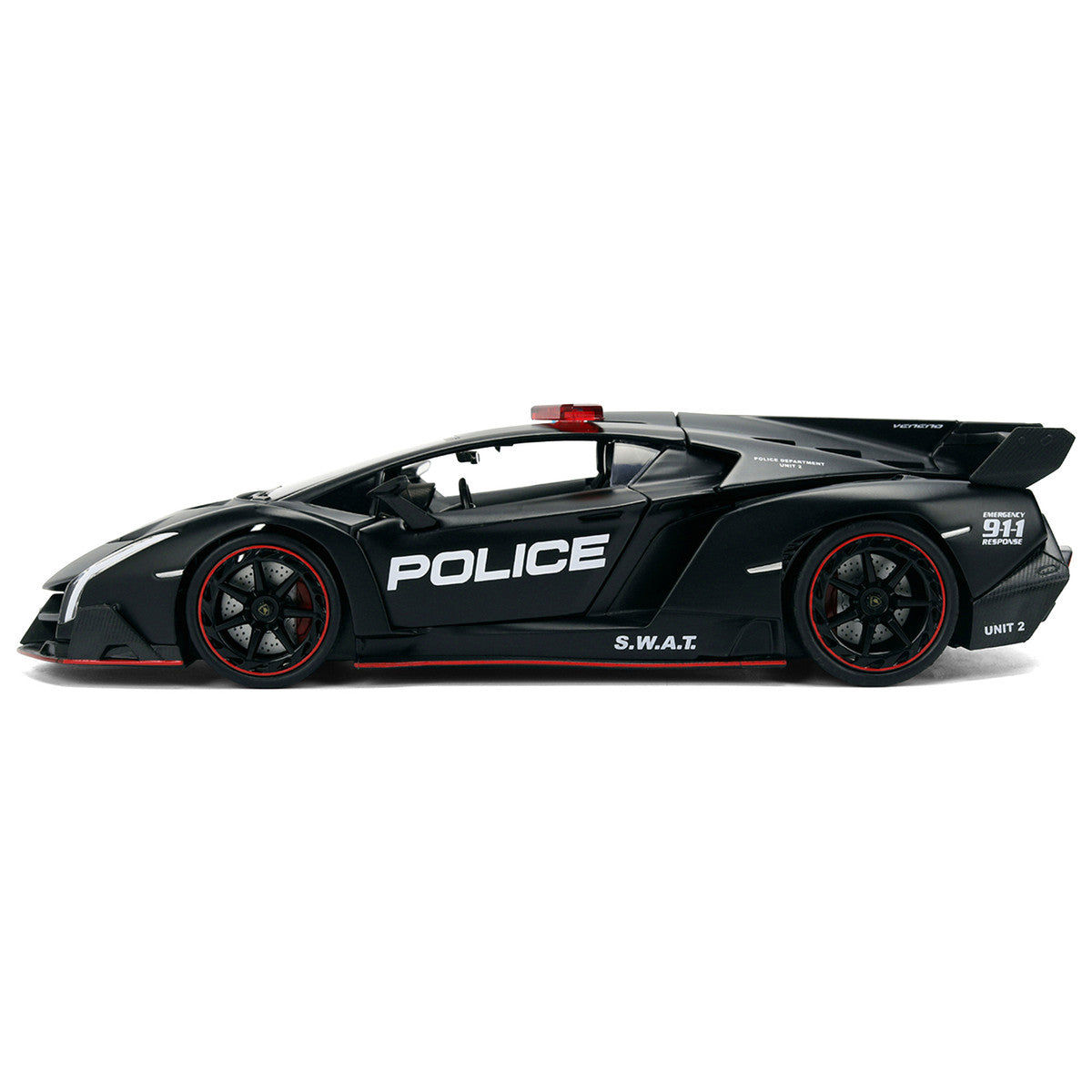Lamborghini Veneno "Police" Matt Black "Hyper-Spec" Series 1/24 Diecast Model Car by Jada by Jada