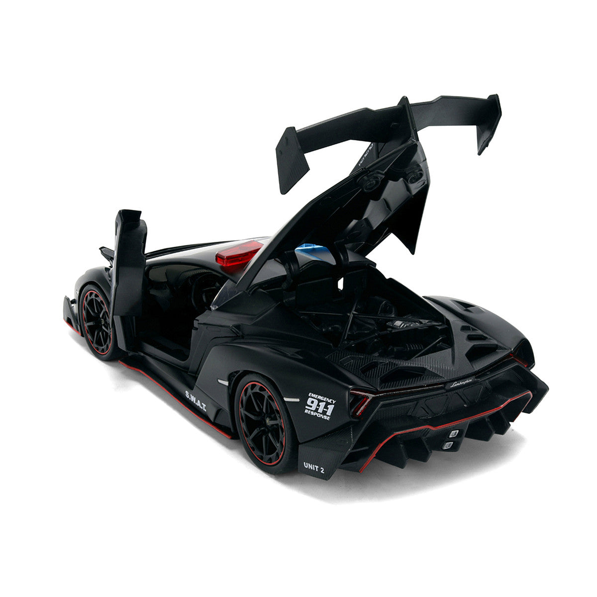 Lamborghini Veneno "Police" Matt Black "Hyper-Spec" Series 1/24 Diecast Model Car by Jada by Jada