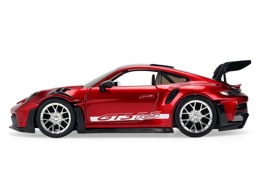 Porsche 911 (992) GT3 RS Red Chrome with Carbon Top and Hood Stripes "Hyper-Spec" Series 1/24 Diecast Model Car by Jada by Jada