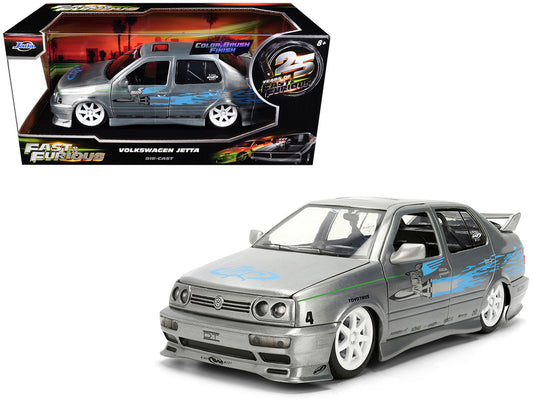 Volkswagen Jetta Raw Metal Color Brush Finish "The Fast and the Furious" (2001) Movie "25 Years of Fast & Furious" Series 1/24 Diecast Model Car by Jada by Jada