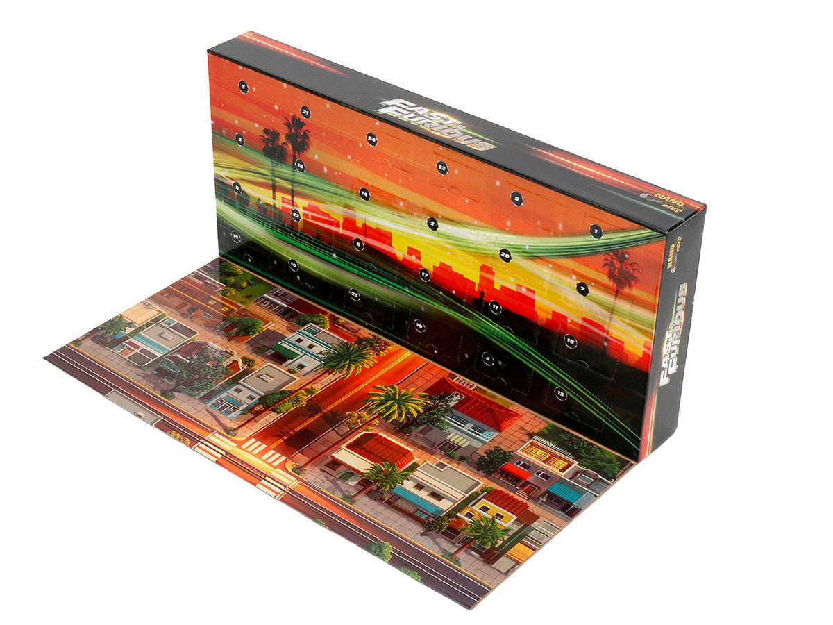 25 Years of Fast & Furious Advent Calendar Set of 24 Nano Cars "Nano Hollywood Rides" Series Diecast Model Cars by Jada by Jada