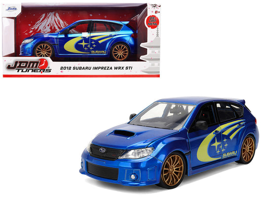 2012 Subaru Impreza WRX STI Blue Metallic with Yellow Graphics "JDM Tuners" Series 1/24 Diecast Car Model by Jada by Jada