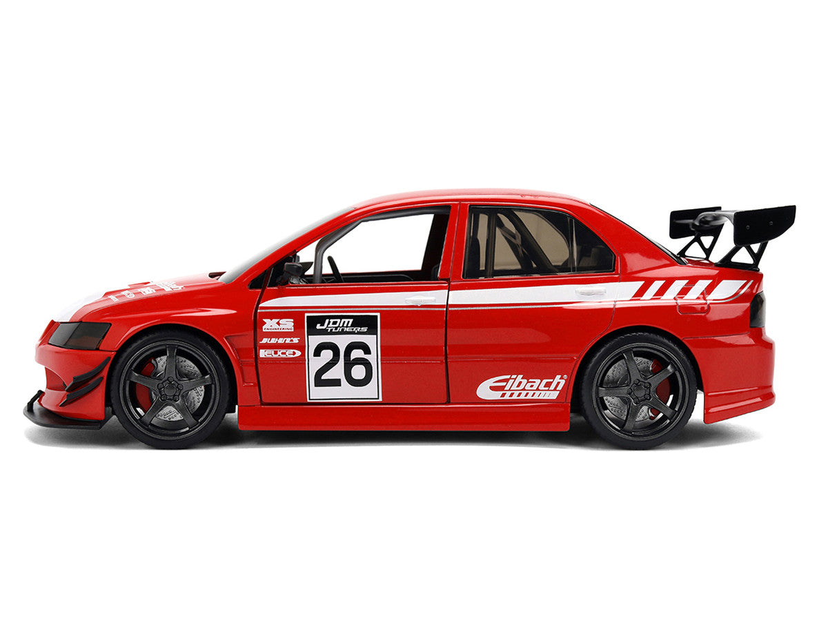 2006 Mitsubishi Lancer Evolution IX RHD (Right Hand Drive) #26 Red with White Graphics "JDM Tuners" Series 1/24 Diecast Model Car by Jada by Jada