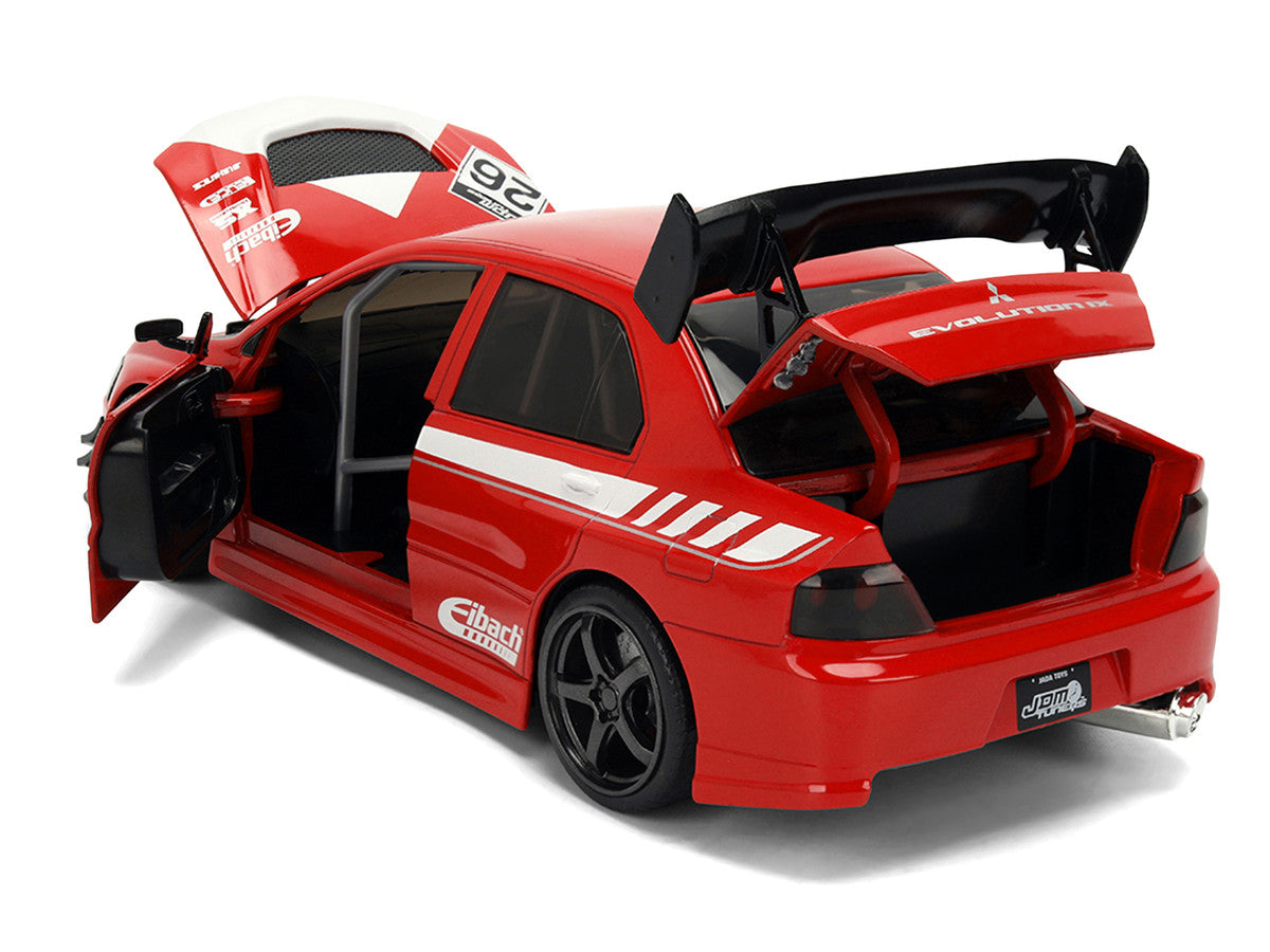 2006 Mitsubishi Lancer Evolution IX RHD (Right Hand Drive) #26 Red with White Graphics "JDM Tuners" Series 1/24 Diecast Model Car by Jada by Jada