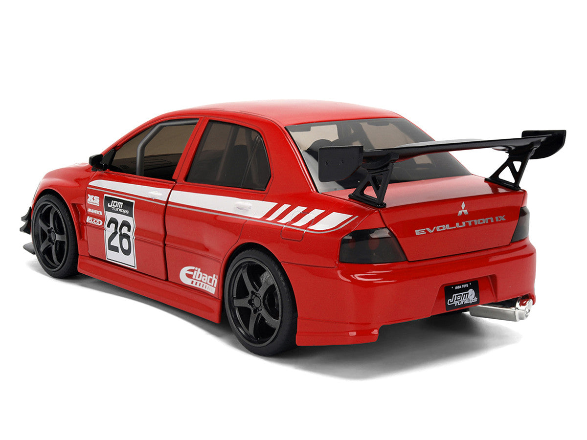 2006 Mitsubishi Lancer Evolution IX RHD (Right Hand Drive) #26 Red with White Graphics "JDM Tuners" Series 1/24 Diecast Model Car by Jada by Jada
