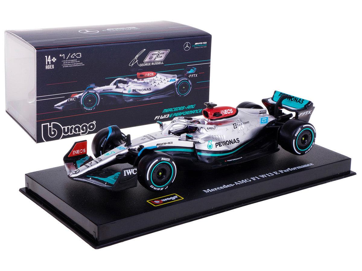 Mercedes-AMG F1 W13 E Performance #63 George Russell "F1 Formula One World Championship" (2022) with Display Case 1/43 Diecast Model Car by Bburago by Bburago