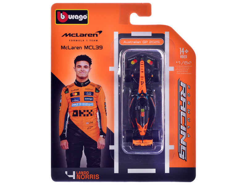 McLaren MCL39 #4 Lando Norris Winner Formula One F1 "Australian GP" (2025) "Formula Racing" Series 1/64 Diecast Model Car by Bburago by Bburago