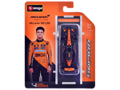 McLaren MCL39 #4 Lando Norris Winner Formula One F1 "Australian GP" (2025) "Formula Racing" Series 1/64 Diecast Model Car by Bburago by Bburago