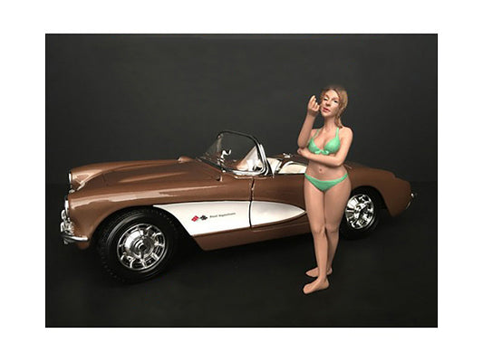 August Bikini Calendar Girl Figurine for 1/18 Scale Models by American Diorama by American Diorama