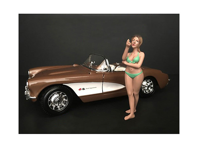 August Bikini Calendar Girl Figurine for 1/24 Scale Models by American Diorama by American Diorama