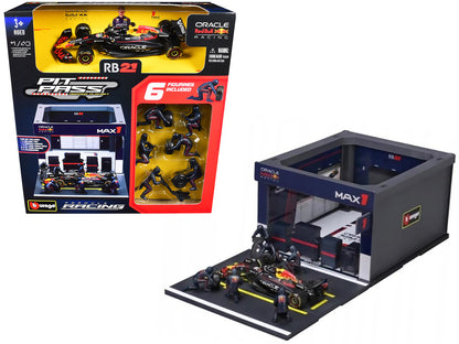 Red Bull Racing Pit Pass Diorama Set with RB21 #1 Max Verstappen "Formula One F1 World Championship" (2025) "Formula Racing" Series 1/43 Diecast Model by Bburago by Bburago