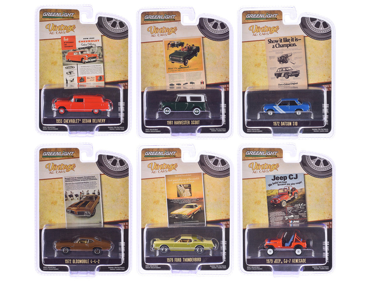 "Vintage Ad Cars" Series 11 Set of 6 pieces 1/64 Diecast Model Cars by Greenlight by Greenlight