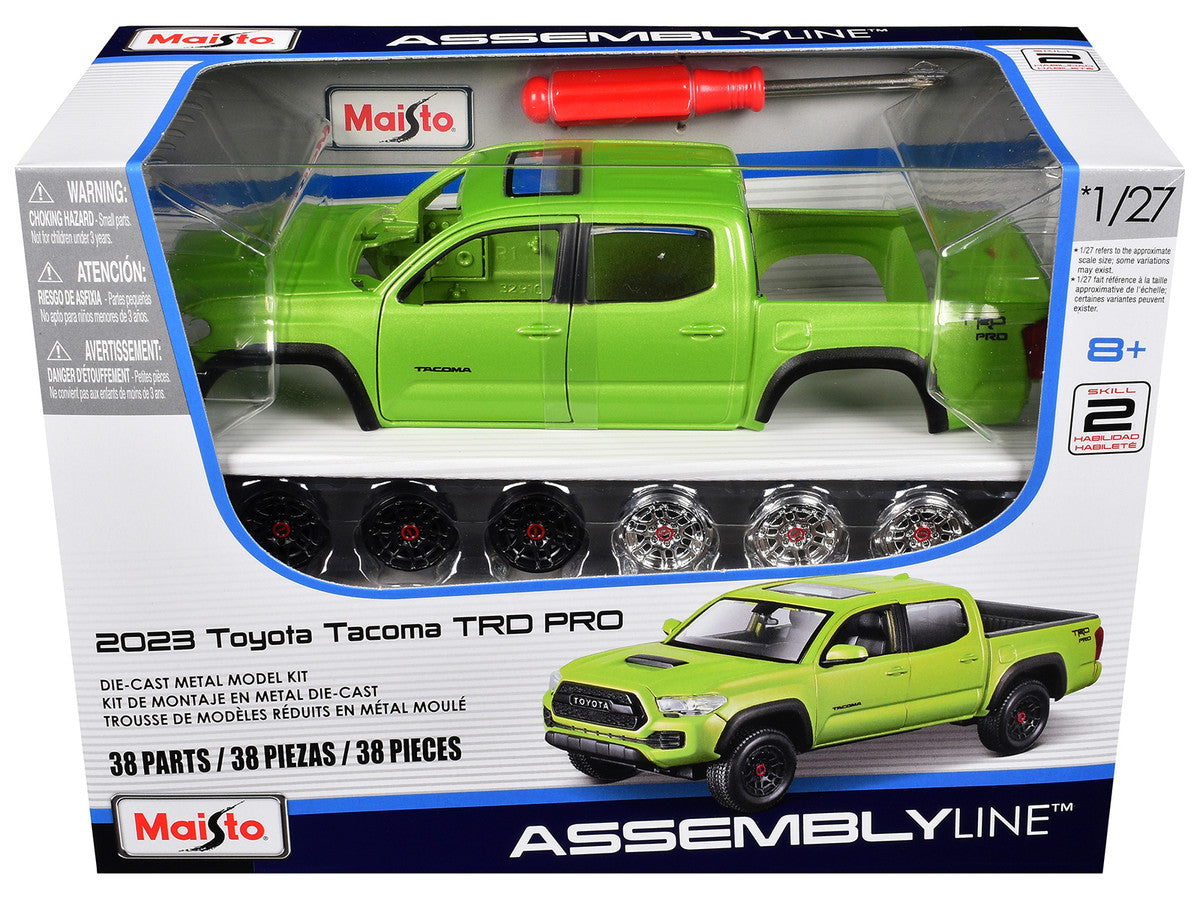 Skill 2 Model Kit 2023 Toyota Tacoma TRD PRO Pickup Truck Light Green Metallic "Assembly Line" Series 1/27 Scale Model by Maisto by Maisto