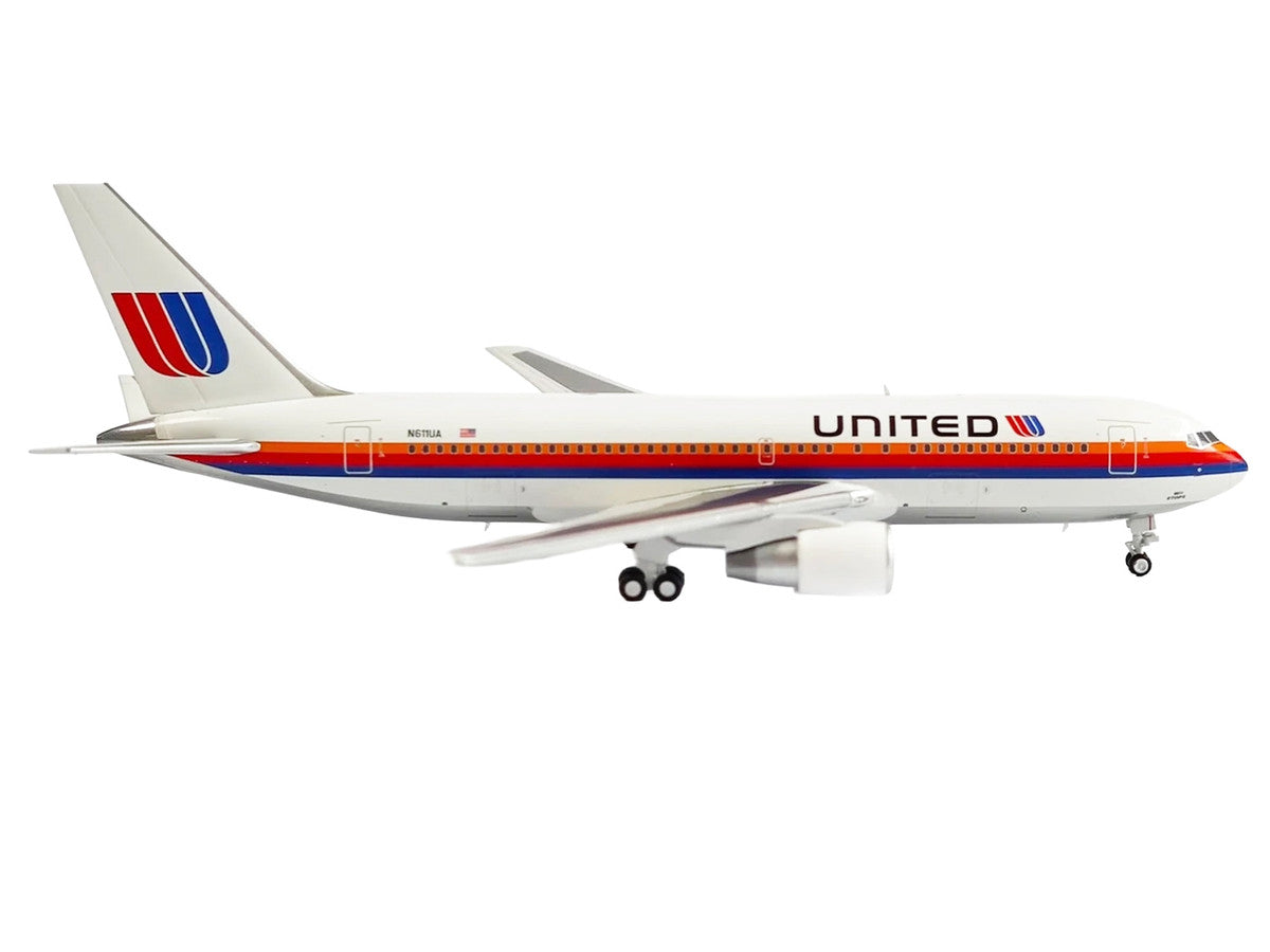 Boeing 767-200ER Commercial Aircraft "United Airlines" (N611UA) White with Stripes 1/400 Diecast Model by V1:400 by V1:400